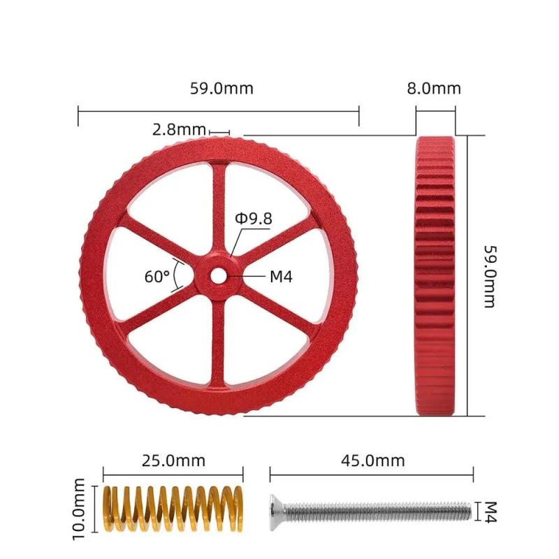 Metal leveling large nut M4-Red Color - Image 4