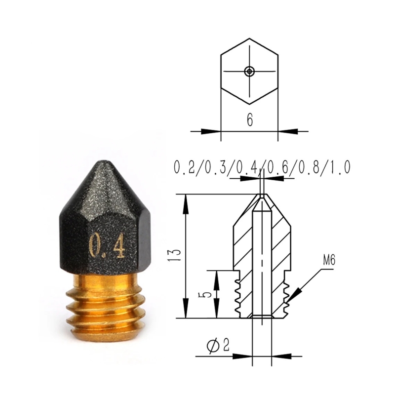 1.75/0.8mm,MK nozzle, M6 thread. Teflon nozzle - Image 2